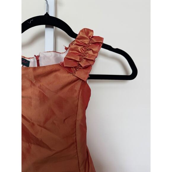 Emma La Folie Paris Formal Gown Girls Size 6 Made in Paris Orange Iridescent - Picture 2 of 6